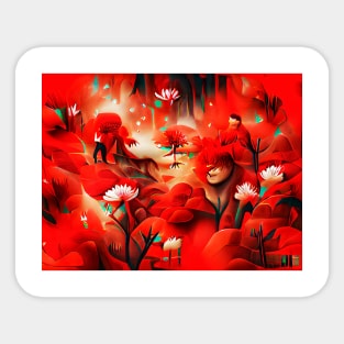 Beautiful Red Flowers Art Sticker